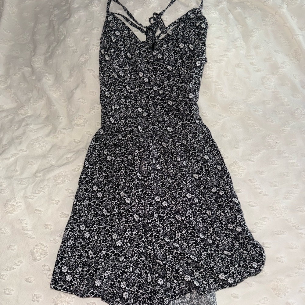 Floral Black and White Women's romper